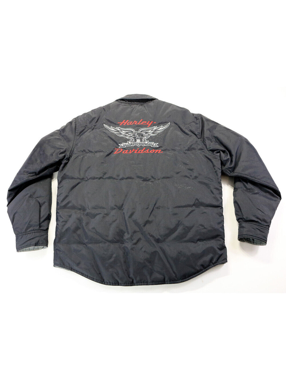 harley davidson jacket M L black gray down Road King zip snap reversible pockets